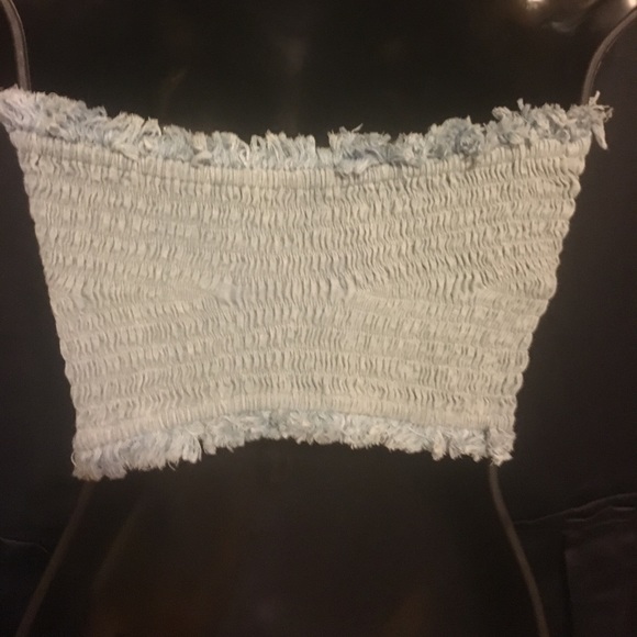 Denim Tie Front Crop Top/Tube Top - Picture 3 of 4